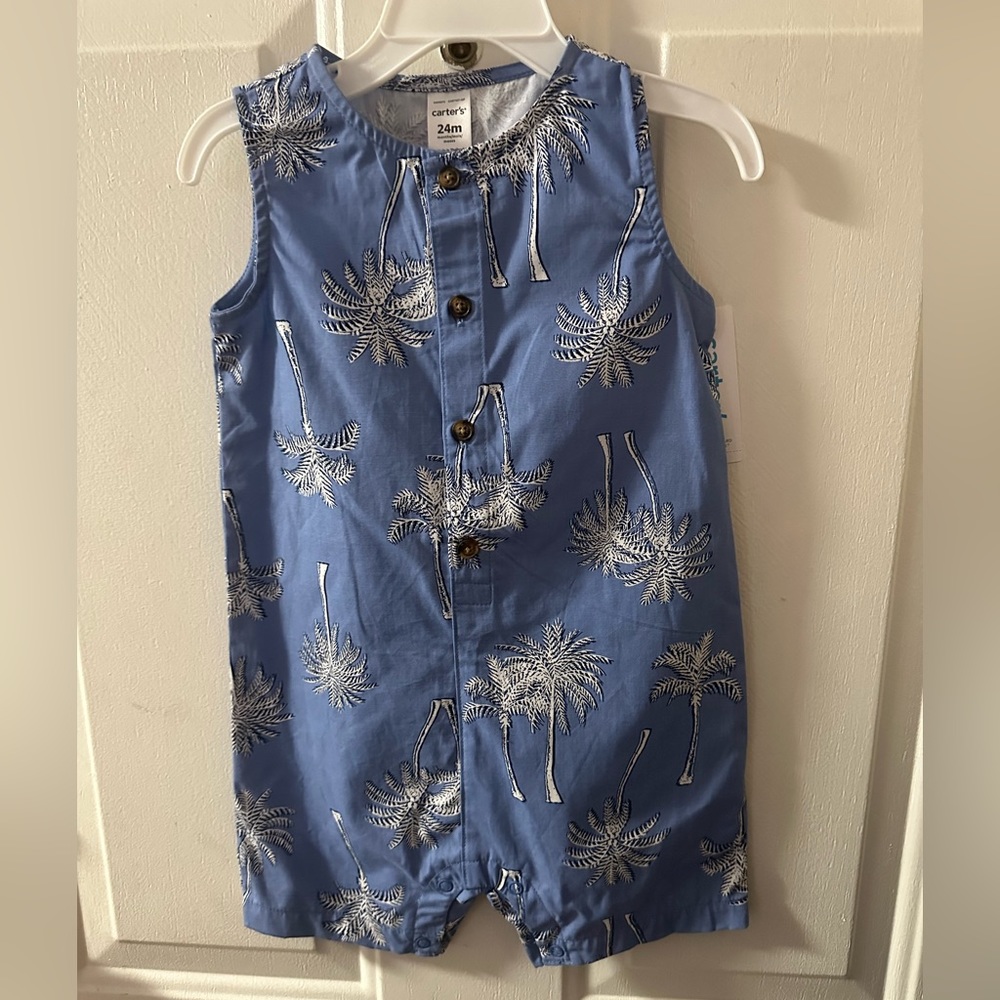 CARTER’S BABY PALM TREE ROMPER: BLUE/WHITE: NWT: SZ 24 MTH